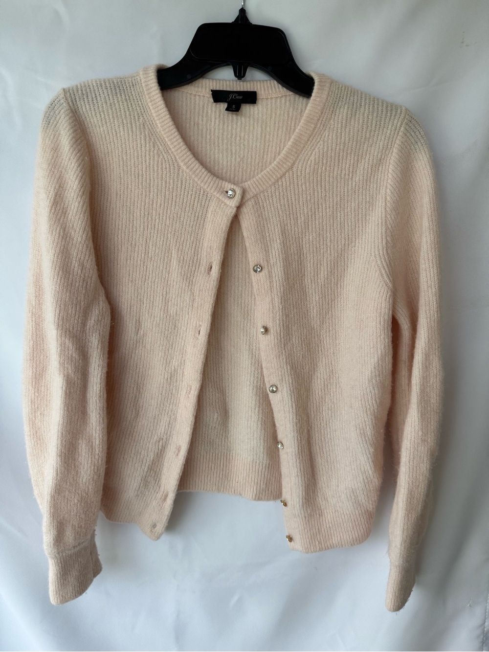 J. Crew Pale Cream Button-Front Crewneck Cardigan